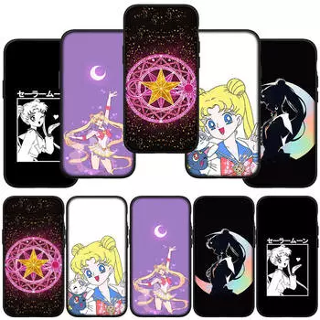 Чехол для телефона Samsung Galaxy S24 S23 iPhone 15 14 Xiaomi Redmi Note 13 12 11 8 10 9 Pro Max X XR OPPO Huawei Wallpaper Sailor Anime Moon Girl Cover