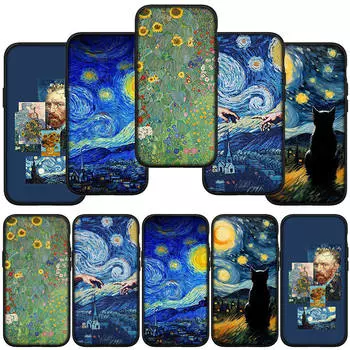 Чехол для телефона Samsung Galaxy S24 S23 iPhone 15 14 Xiaomi Redmi Note 13 12 11 8 10 9 Pro Max X XR OPPO A15 Huawei Van Gogh Sunflower Art Cover