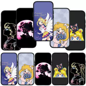 Чехол для телефона Samsung Galaxy S24 S23 iPhone 15 14 Xiaomi Redmi Note 13 12 11 8 10 9 Pro Max X XR OPPO A15 Huawei Sailor Anime Moon Girl Cute Cover for Samsung Galaxy A9 2018 болюс