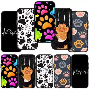 Чехол для телефона Samsung Galaxy S24 S23 iPhone 15 14 Xiaomi Redmi Note 13 12 11 8 10 9 Pro Max Plus X XR OPPO A15 Huawei Cute Dog Paw Cat Cover for Samsung Galaxy A20S аэро