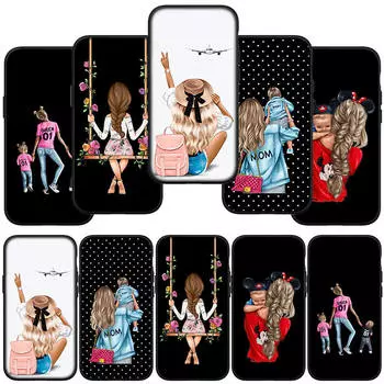 Чехол для телефона Samsung Galaxy S24 S23 iPhone 15 14 Xiaomi Redmi Note 13 12 11 8 10 9 Pro Max X XR OPPO A15 Huawei Woman Baby Girl Mom Family Boy Cover for Samsung Galaxy A73 аэро