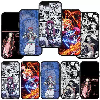 Чехол для телефона Samsung Galaxy S24 S23 iPhone 15 14 Xiaomi Redmi Note 13 12 11 8 10 9 Pro Max X XR OPPO A15 Huawei Akaza Demon Slayer Nezuko Cover for OPPO A96 4G болюс