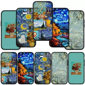 Чехол для телефона Samsung Galaxy S24 S23 iPhone 15 14 Xiaomi Redmi Note 13 12 11 8 10 9 Pro Max X XR OPPO A15 Huawei Van Gogh Painting Sunflower Cover for Redmi 13C 4G экрю