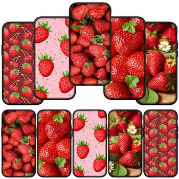 Чехол для телефона Samsung Galaxy S24 S23 iPhone 15 14 Xiaomi Redmi Note 13 12 11 8 10 9 Pro Max X XR OPPO A15 Huawei Strawberry Fruit Summer Cover for Samsung Galaxy A8 Plus 2018 аэро