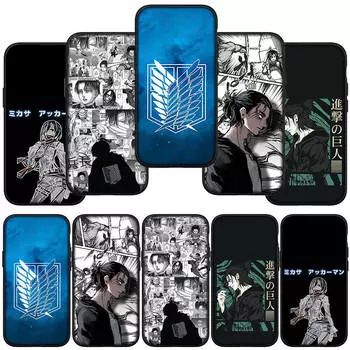 Чехол для телефона Samsung Galaxy S24 S23 iPhone 16 15 14 Xiaomi Redmi Note 13 12 11 Plus Pro Max X XR OPPO Huawei Comics Levi Attack On Titan Eren Jaeger for iPhone XS Max болюс