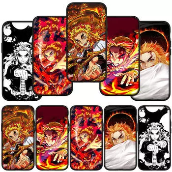 Чехол для телефона Samsung Galaxy S24 S23 iPhone 16 15 14 Xiaomi Redmi Note 13 12 11 Plus 9 Pro Max X XR OPPO Huawei Demon Slayer Rengoku Kyoujurou Cover for Samsung Galaxy A20 экрю