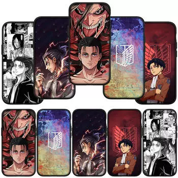 Чехол для телефона Samsung Galaxy S24 S23 iPhone 16 15 14 Xiaomi Redmi Note 13 12 11 8 Plus 9 Pro Max X XR OPPO Huawei Cartoon Levi Attack On Titan Cover for Xiaomi Poco X6 аэро
