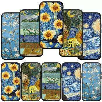 Чехол для телефона Samsung Galaxy S24 S23 iPhone 16 15 14 Xiaomi Redmi Note 13 12 11 Plus 10 9 Pro Max X XR OPPO Huawei Design Van Gogh Starry Night Cover for iPhone 15 Plus болюс