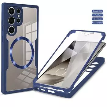 Чехол для телефона Samsung Galaxy S24 Ultra, прочный чехол для всего корпуса, встроенная защита экрана Samsung Galaxy S24 Ultra чёрный