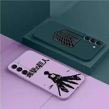 Чехол для телефона Samsung Galaxy S8 S23 Ultra S20 Fe S22 S9 Plus S10e S21 5g S10 Square Liquid Cover Anime Attack On Titan Japan Samsung S20 5G
