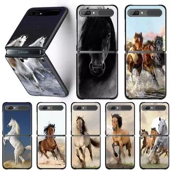 Чехол для телефона Samsung Galaxy Z Flip3 5g, чехол для Samsung Z Flip Capa Black Shell Hard Fundas Running Horses Samsung Z Flip3 5G