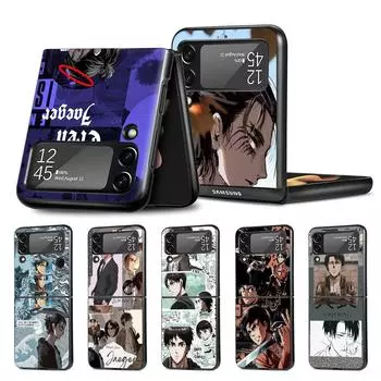 Чехол для телефона Samsung Galaxy Z Flip3 5G Flip4 Черный чехол Z Flip 3 Жесткий чехол для ПК Zflip3 Funda Attack On Titan Eren Jaeger Manga Samsung Z Flip3 5G
