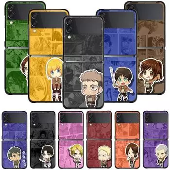 Чехол для телефона Samsung Galaxy Z Flip3 5g, чехлы на заднюю панель для Samsung Z Flip Capa Black Shell Fundas, супер милые атаки на Титанов For Samsung Z Flip
