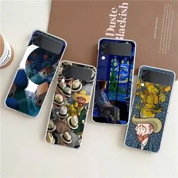 Чехол для телефона Samsung Galaxy Z Flip 3 4 5-складной прочный чехол из ПК для Galaxy Z Flip 3 5 прозрачный чехол ретро картина маслом Ван Гога Galaxy Z Flip 5