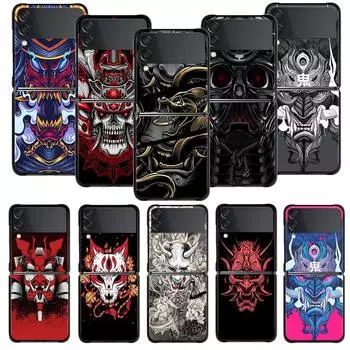 Чехол для телефона Samsung Galaxy Z Flip 4 Z Flip3 5g, чехол для Galaxy Z Flip Pc Hard Shell Capa Funda Japan Samurai Oni Mask Art Samsung Z Flip3 5G