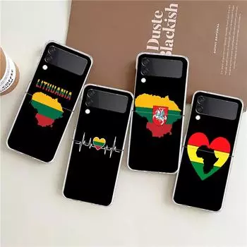 Чехол для телефона Samsung Galaxy Z Flip 3 4 5-складной прочный чехол из ПК для Galaxy Z Flip 3 5 прозрачный чехол с флагом Литвы Galaxy Z Flip 4
