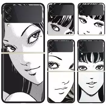 Чехол для телефона Samsung Galaxy Z Flip 3 5G, черный твердый чехол ZFlip 3, роскошный противоударный чехол-бампер, Fundas Comic Junji Ito Tomie Samsung Z Flip 3