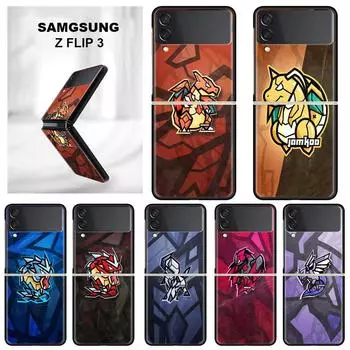 Чехол для телефона Samsung Galaxy Z Flip 3 5G ZFlip3, черный твердый чехол, защита от падения, роскошный чехол, японское аниме Pokemon Samsung Z Flip 3