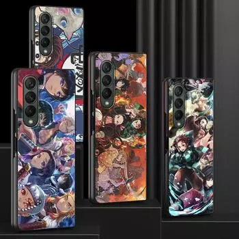 Чехол для телефона Samsung Galaxy Z Fold 3 5g, черный твердый переплет Zfold 3, роскошный противоударный чехол-бампер, Fundas Demon Slayer, аниме-капа for Samsung Z Fold 3