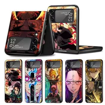 Чехол для телефона Samsung Galaxy Zflip Z Flip 4 Zflip3 Z Flip 3 5g Zflip4 Жесткая задняя крышка ПК Kimetsu No Yaiba Demon Slayer Samsung Z Flip 5G