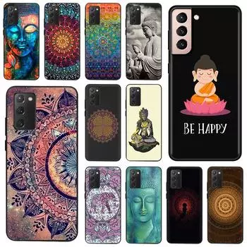 Чехол для телефона Samsung S22 5G S21 Ultra S20 FE S10 Plus с рисунком Будды и мандалы, мягкий черный силиконовый чехол для Galaxy S9 S8 S7 A91 Samsung S7