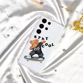 Чехол для телефона Samsung S23A55 Cute Cool Bear с полным покрытием объектива и защитой от падений Samsung A55 прозрачный