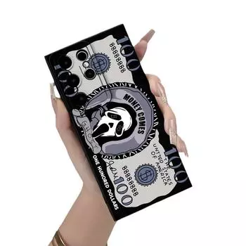 Чехол для телефона Samsung S23A55 Ghost Face Skull с защитой от падений и полноразмерным объективом, окрашенный в доллар. Samsung A05S чёрный