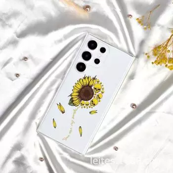 Чехол для телефона Samsung S23A55 с рисунком черепа и подсолнуха, полностью покрывающий объектив, устойчивый к падениям Samsung A34 прозрачный