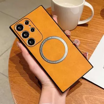 Чехол для телефона Samsung S23ULR с магнитной беспроводной зарядкой, защитный чехол из овчины S22+ - полная оболочка для S23 Plus Samsung S23ulrta сапфировый