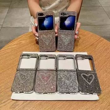 Чехол для телефона Samsung в форме большого бриллиантового сердца с гальваническим покрытием zflip3