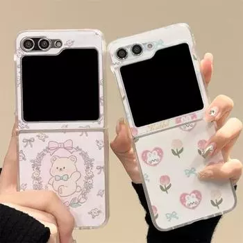 Чехол для телефона Samsung Z Flip 3/4/5 и Oppo N3 Flip с цветочным принтом и карманом для карт. Oppo N2 Flip