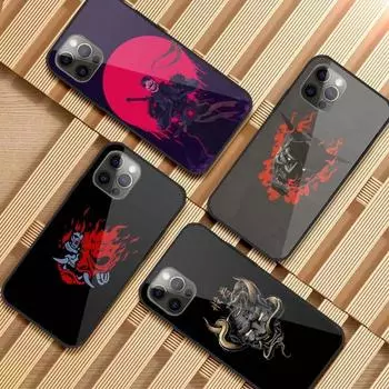 Чехол для телефона Samurai Mask для iPhone 14 13 12 11 XS X 8 7 6 Plus Mini Pro Max SE 2022 черный чехол для телефона из поликарбоната и термополиуретана iPhone 14