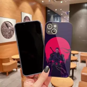Чехол для телефона Samurai Mask для iPhone 14 13 12 11 Pro Max X XR XS 8 7 Plus, цветной чехол для телефона из жидкого стекла iPhone 14
