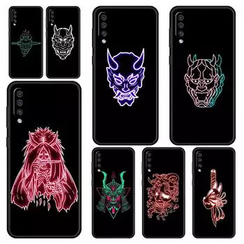 Чехол для телефона Samurai Oni Mask neon для Samsung Galaxy A52 A50 A70 A10 A30 A40 A20S A20E A02S A12 A22 A72 A42 A32 5G A04s Samsung A42 5G