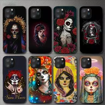 Чехол для телефона Santa Muerte для Iphone 11 12 Mini 13 14 Pro Xs Max X 8 7 6s Plus 5 Se Xr Shell iPhone14