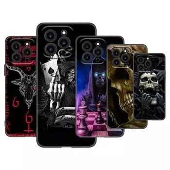 Чехол для телефона «Сатанинский страшный череп» для Apple iPhone 13 12 Mini 11 Pro XS Max X XR 8 7 6S 6 Plus SE 2020 5S 5, мягкий черный чехол из ТПУ iPhone 13 Pro Max