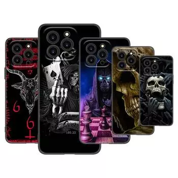 Чехол для телефона «Сатанинский страшный череп» для Apple iPhone 13 12 Mini 11 Pro XS Max X XR 8 7 6S 6 Plus SE 2020 5S 5, мягкий черный чехол из ТПУ iPhone 5 5S SE