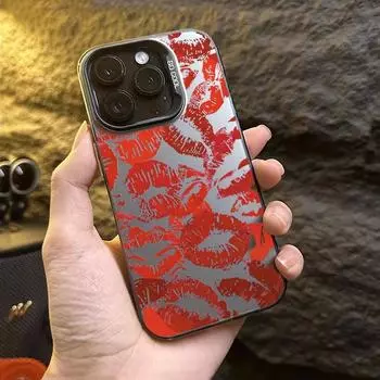Чехол для телефона Sexy Girl Red Lips Electroplate Sier IMD для iPhone 16 Max 15 14 13 12 Pro XR XS 7 8 Plus, противоударный, задняя крышка iPhone 15pro белый