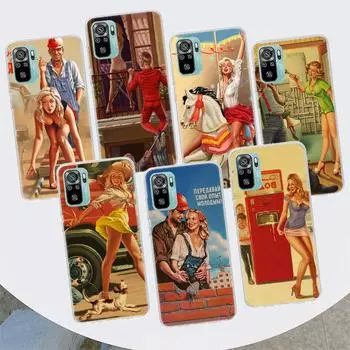 Чехол для телефона Sexy Pin Up Girl в винтажном стиле для Xiaomi Redmi Note 10 Pro Max 10S 9 9S 9T 8 8T 11T 11S 11 5G 11E 7 6 5 4X Coque Cover Redmi Note 10S