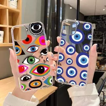 Чехол для телефона «Сглаз» для iPhone 11, 12, 13, 14 plus pro mini XS XR max, розовый прозрачный роскошный чехол, чехол для iphone 13 pro max iPhone 11