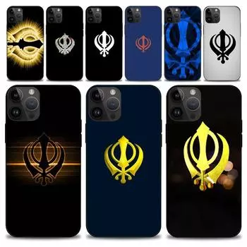 Чехол для телефона Sikh Khanda Sikhism Bling для iPhone 15 14 13 12 11 Pro Max Mini X 7 8, мягкий чехол iPhoneX