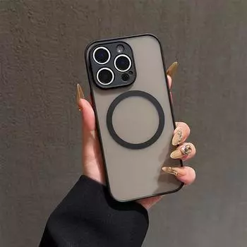 Чехол для телефона Skin Feel Matte Magnetic для iPhone X XR SE2020 6 7 8 11 11Pro 12 12ProMax 13 13Mini 14 14Plus 15 15Pro 16 16ProMax Чехол Hard PC iPhone XS Max чёрный