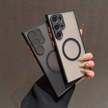 Чехол для телефона Skin Feel Matte Magnetic для Samsung Galaxy S20 FE S20 Ultra S21 S21Plus S22 S22Ultra S23 S23Plus S24 S24Plus S25 S25Ultra, жесткий чехол из ПК Samsung S25 Ultra 5G чёрный