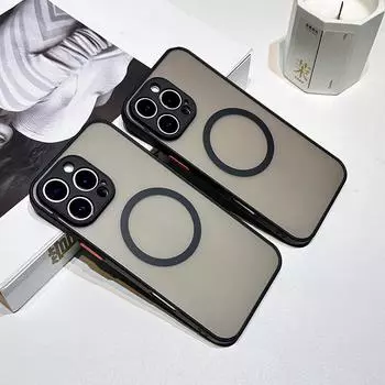 Чехол для телефона Skin Feel Matte Magnetic для iPhone XR 6 7 11 12 13 14 15 16 Samsung S20FE S21 S22 S23 S24 S25, жесткий чехол из ПК iPhone XR чёрный