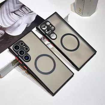 Чехол для телефона Skin Feel Matte Magnetic для iPhone XR 6 7 11 12 13 14 15 16 Samsung S20FE S21 S22 S23 S24 S25, жесткий чехол из ПК iPhone 6S чёрный