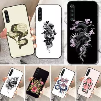 Чехол для телефона Snake And Flower для Xiaomi Mi 12 11T 10T 9T Lite Pro Ultra Note 10 Poco F3 F4 X4 GT, мягкий черный чехол для телефона Xiaomi 12 or 12X