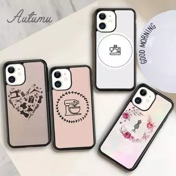 Чехол для телефона со швейной машинкой для iPhone 11, 12, 13, 14 Pro Max mini X XR XS SE 2020 5 6S 7 8 Plus Samsung Galaxy S21 S22, чехол iPhone 6plus