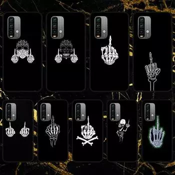 Чехол для телефона со средним пальцем, скелетом, черепом и костью для Xiaomi9 10 11PRO LITE Redmi Note7 8 9 10A PRO K40 Poco3 Shell pocoX3nfc