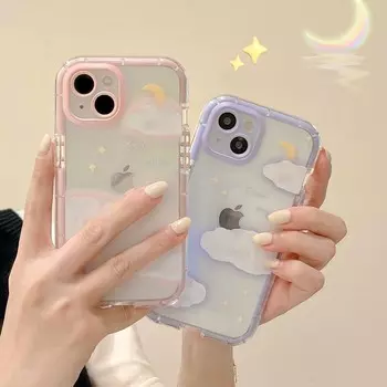Чехол для телефона со светящимся облаком, луной и звездой для Iphone 13 12 11 Pro Max 8 7 Plus Xsmax X Xr, силиконовый мягкий противоударный милый чехол Bakc For iphone 12