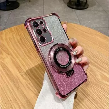 Чехол для телефона, совместимый с Samsung Galaxy S25 Ultra S24 FE S23 Plus, гальванический TPU с блестками, противоударный защитный чехол-бампер Samsung Galaxy S25 Ultra чёрный